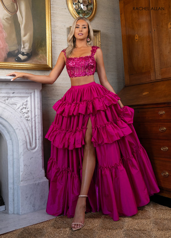 Rachel Allan 70966 Two Piece Long Formal Sequin Prom Dress