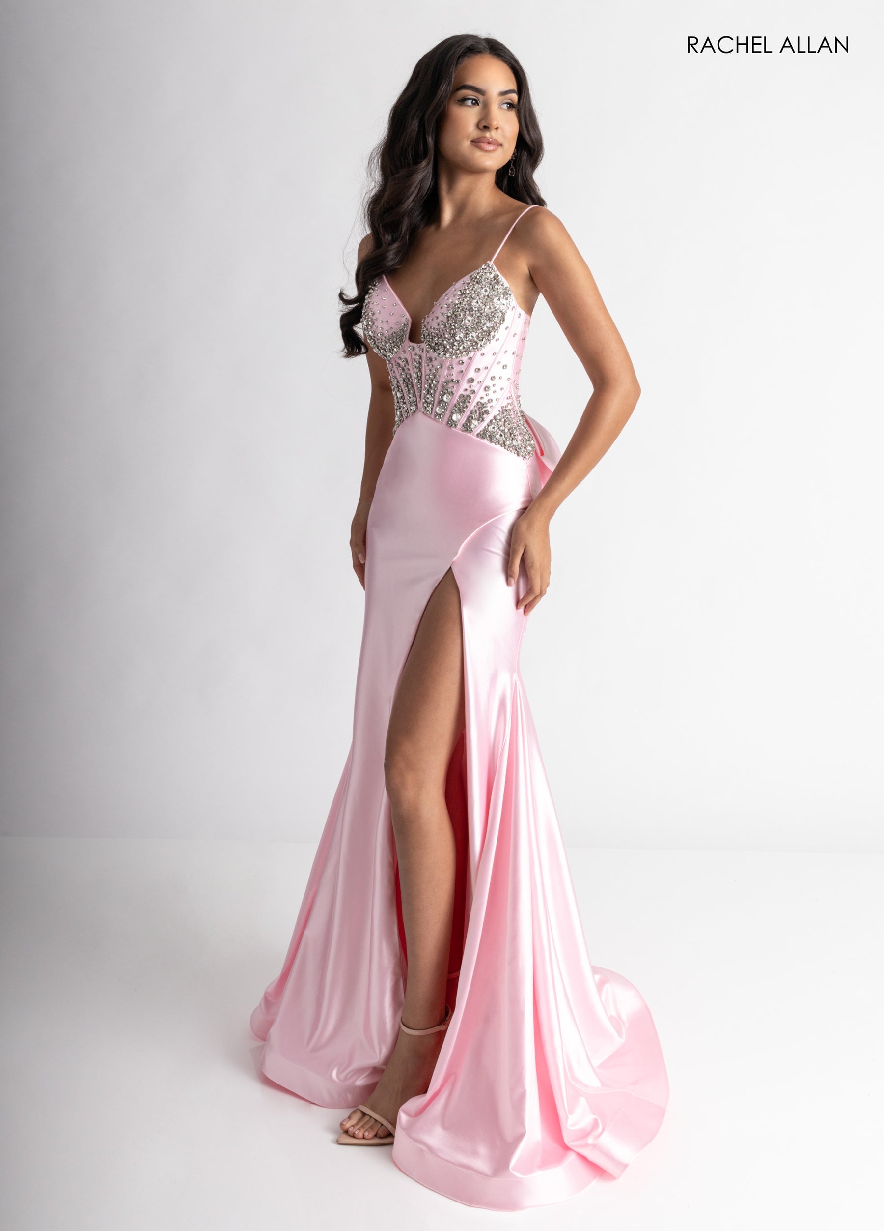 Prom Dresses Beaded Long Evening Prom Dress Pink