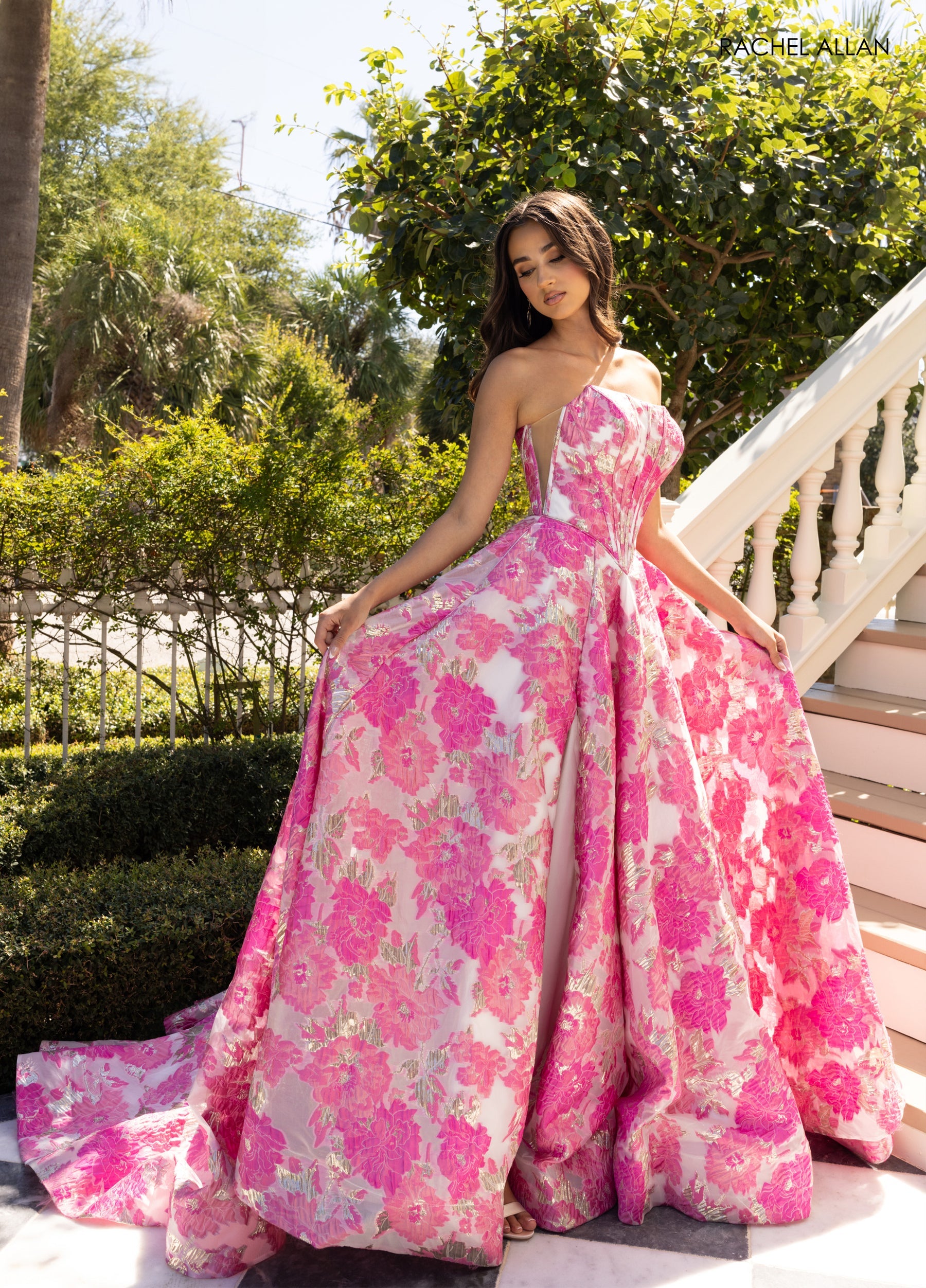 Rachel Allan 70975 Long Ball Gown Floral Print Formal Prom Dress