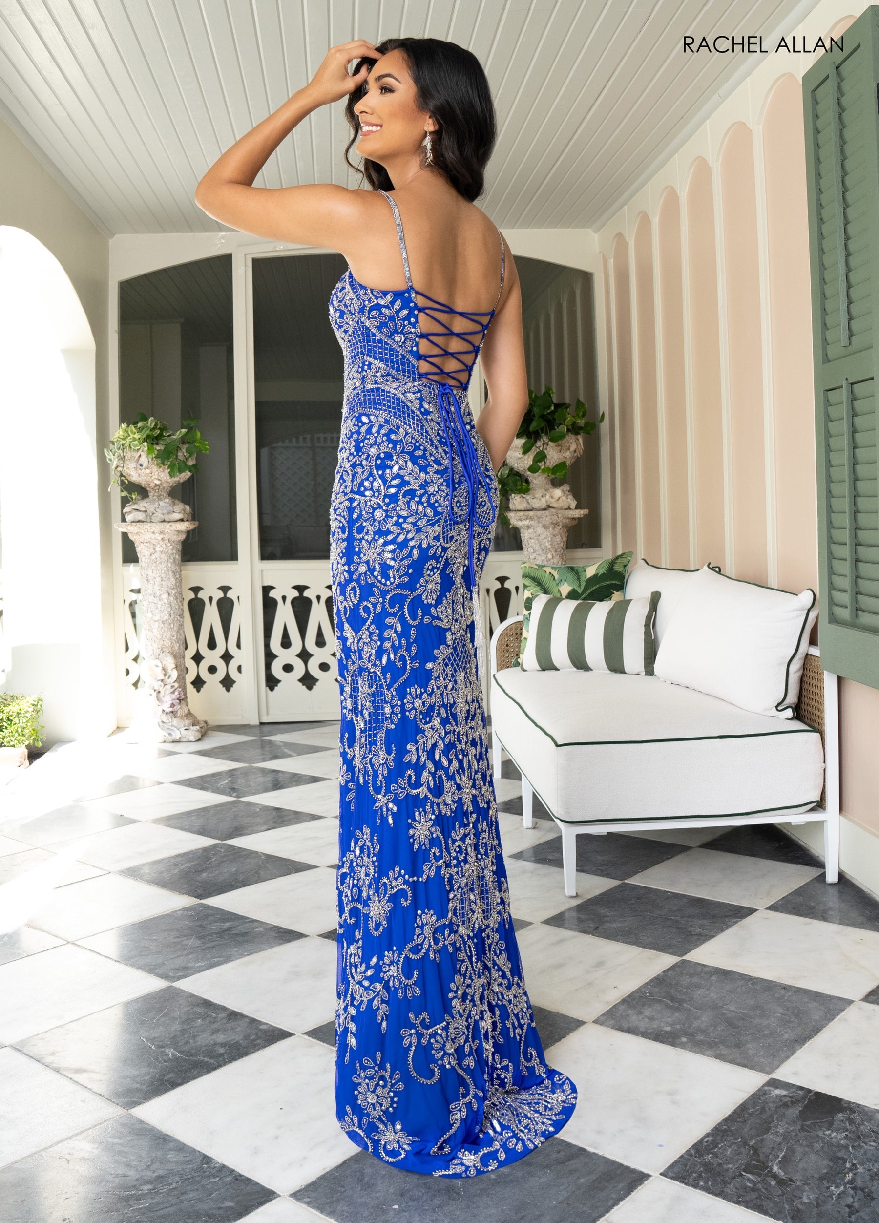 Prom Dresses Fitted Long Evening Prom Corset Dress Royal Silver