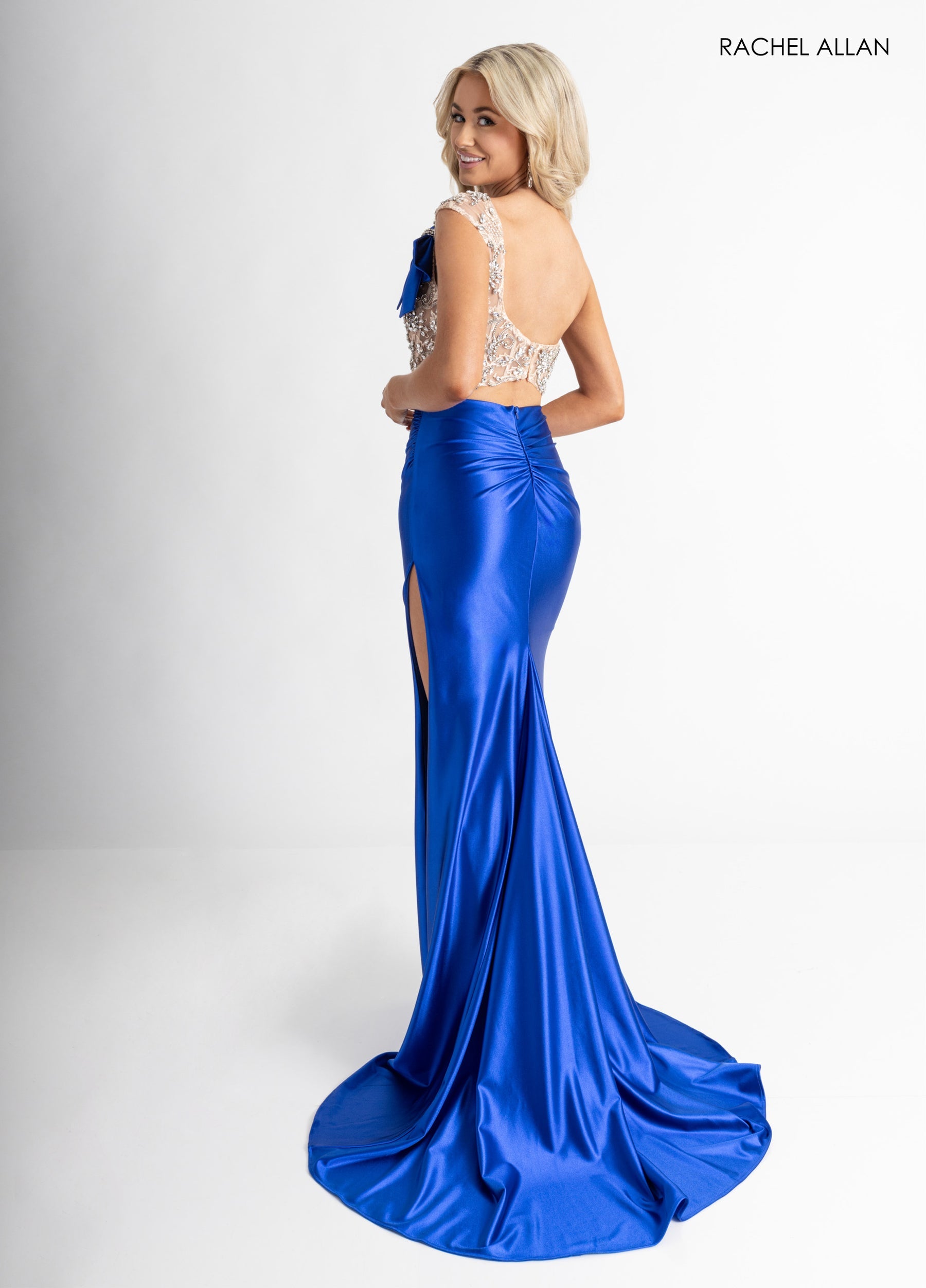 Prom Dresses Long Fitted Beaded Two Piece Dress Royal Nude