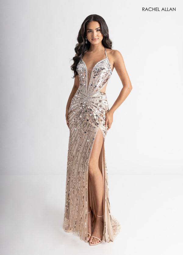 Rachel Allan 71011 Long Formal Fitted Slit Prom Dress