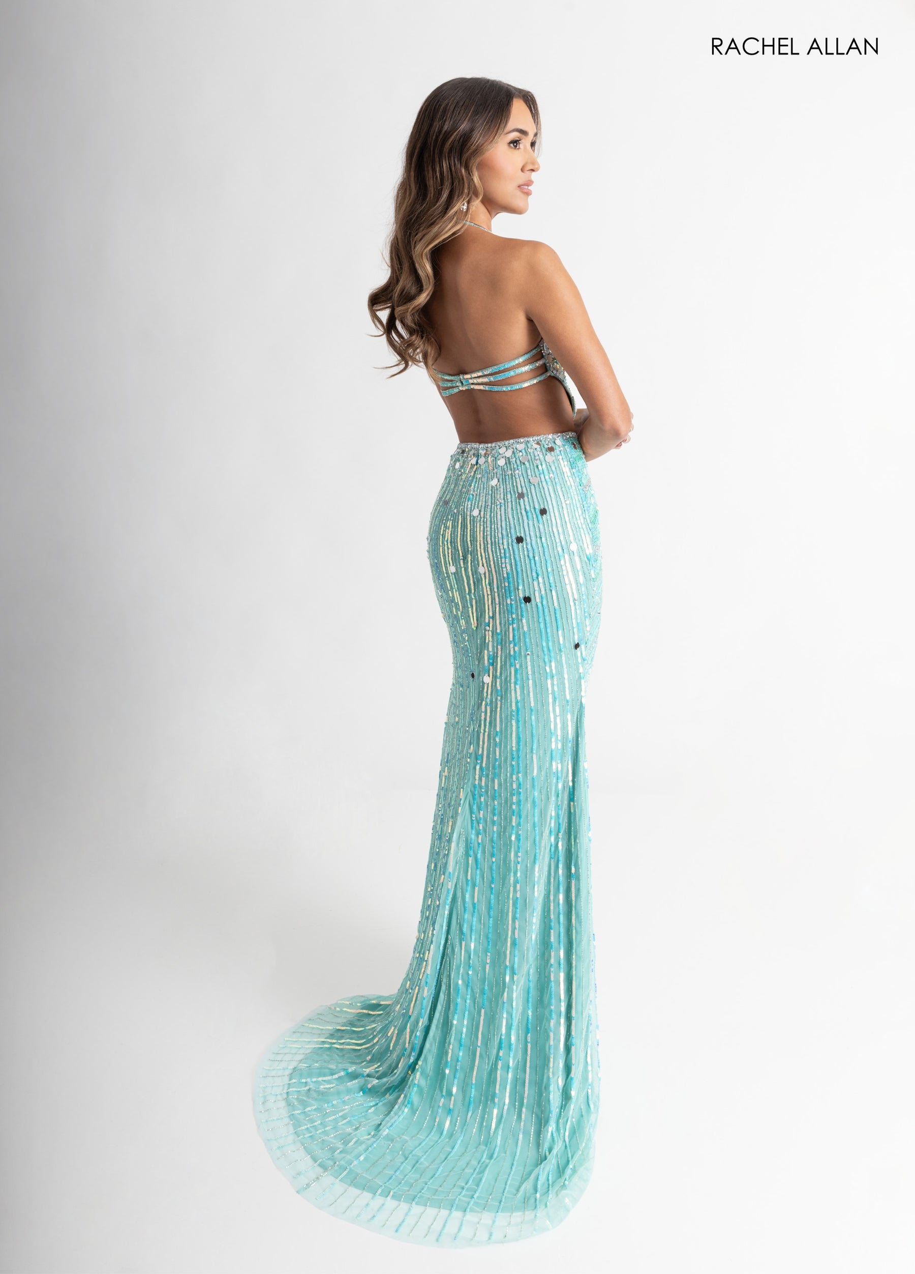 Prom Dresses Long Beaded Slit Prom Fitted Dress Mint