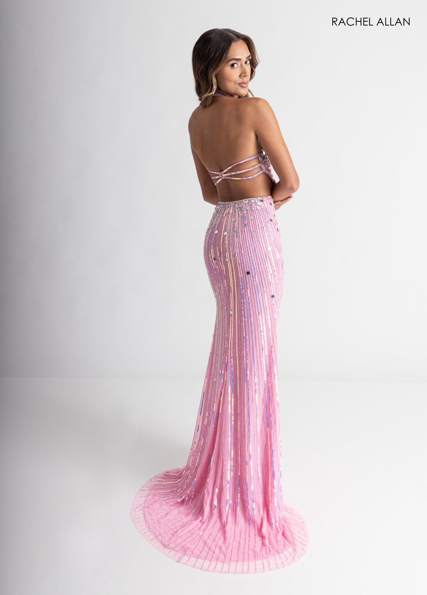 Prom Dresses Long Beaded Slit Prom Fitted Dress Pink
