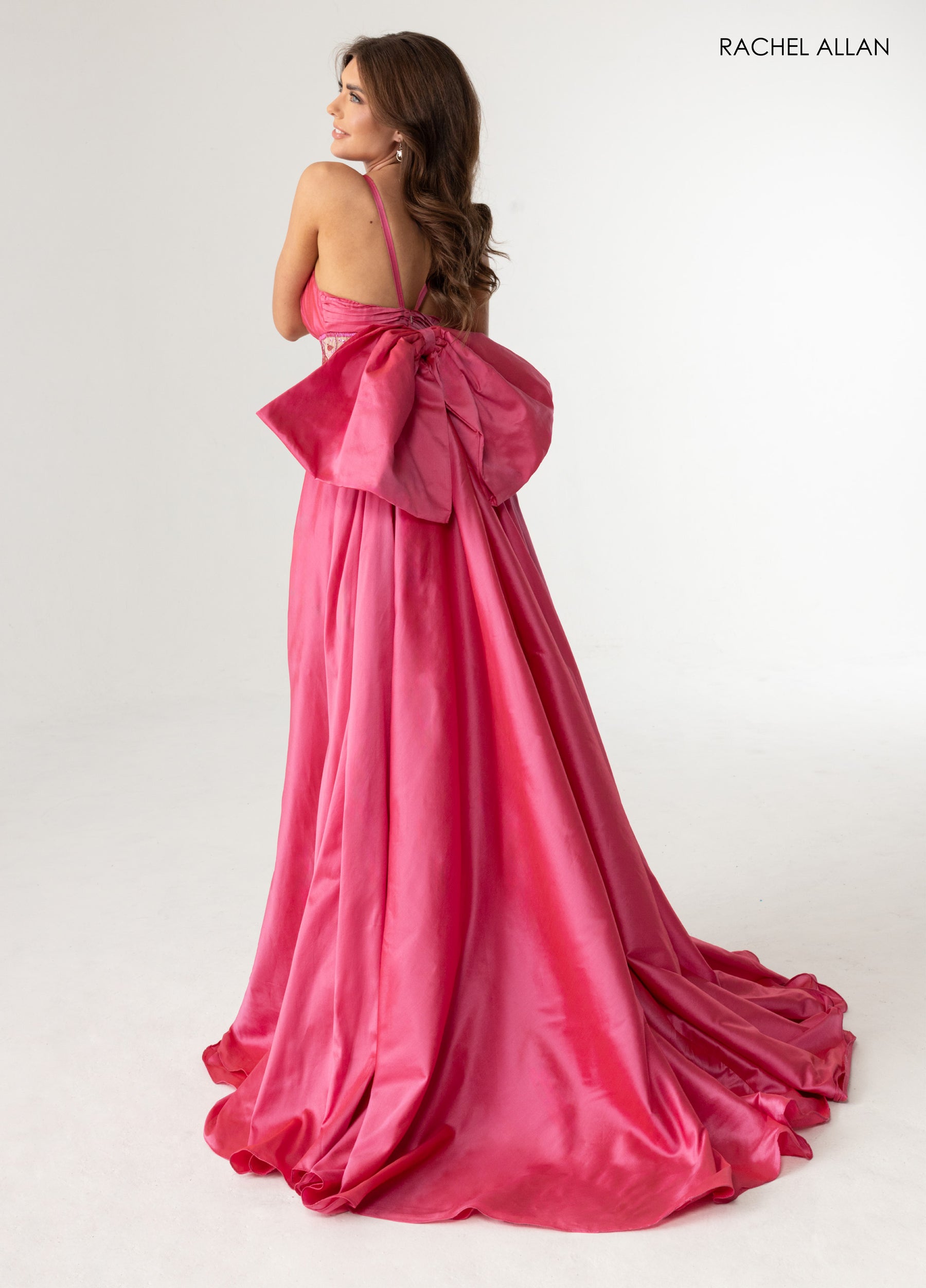 Prom Dresses Long Beaded Slit Evening Prom Dress Nude Deep Pink