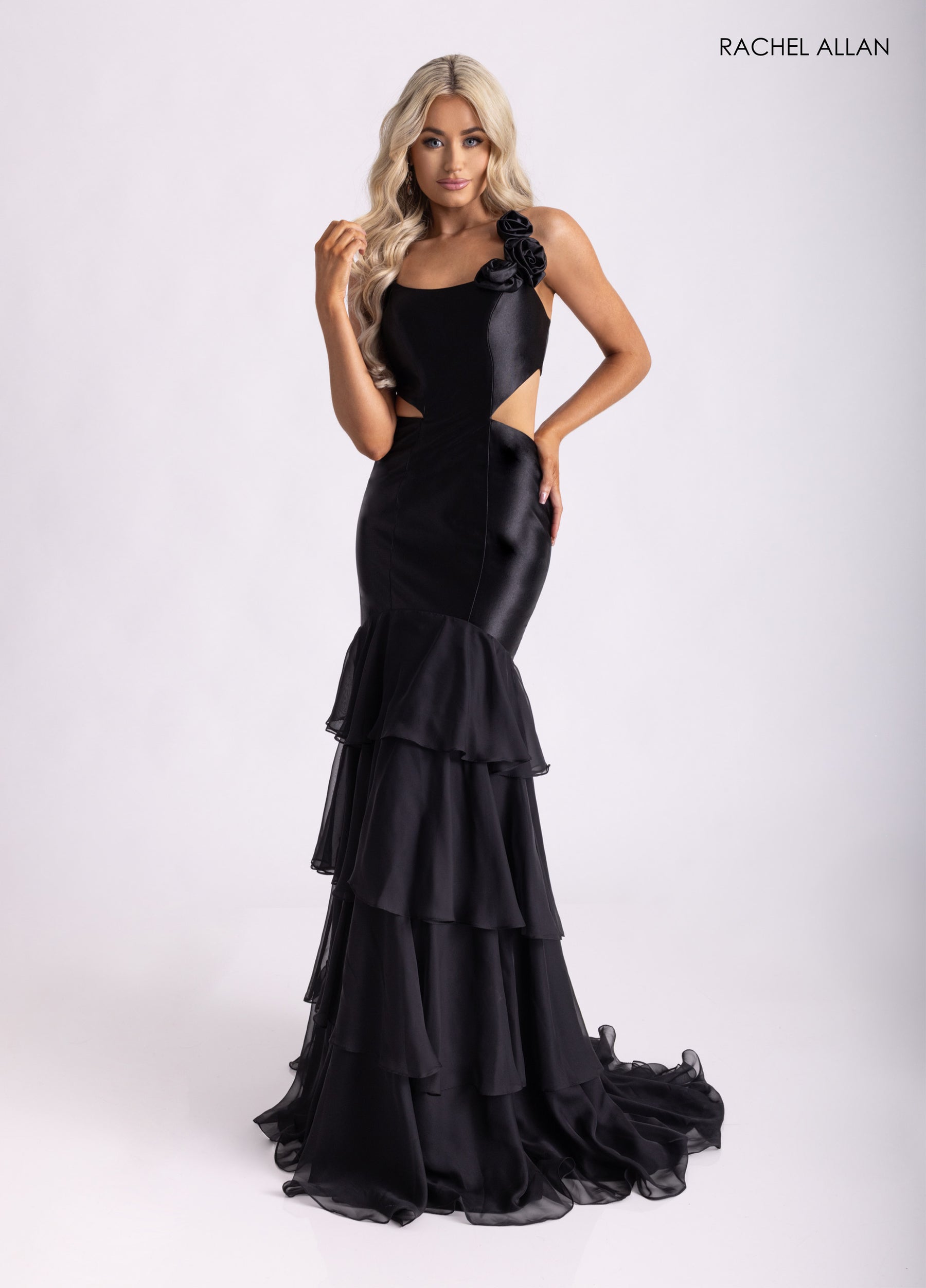 Prom Dresses Long Fitted Prom Ruffle Dress Black