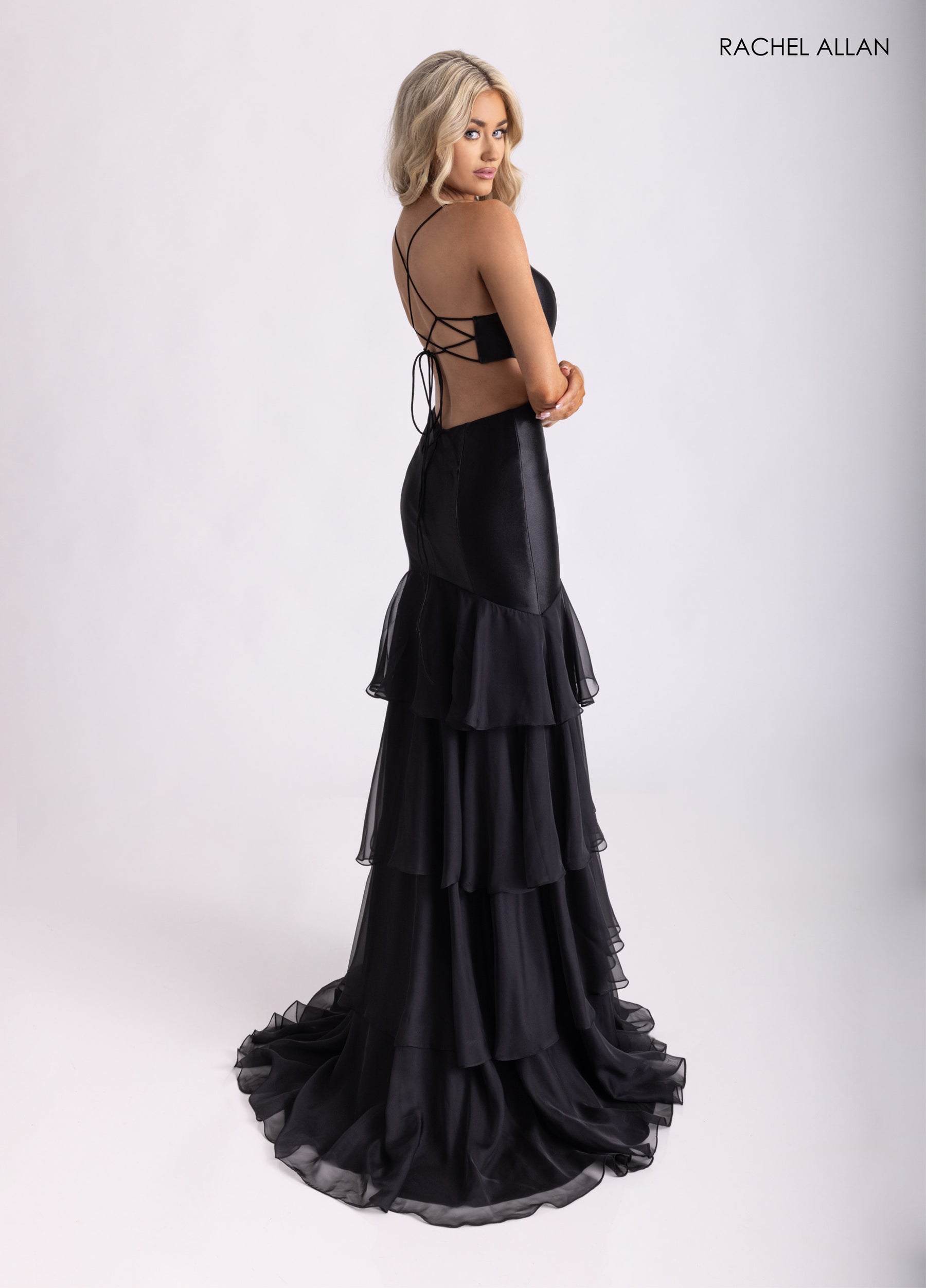 Prom Dresses Long Fitted Prom Ruffle Dress Black