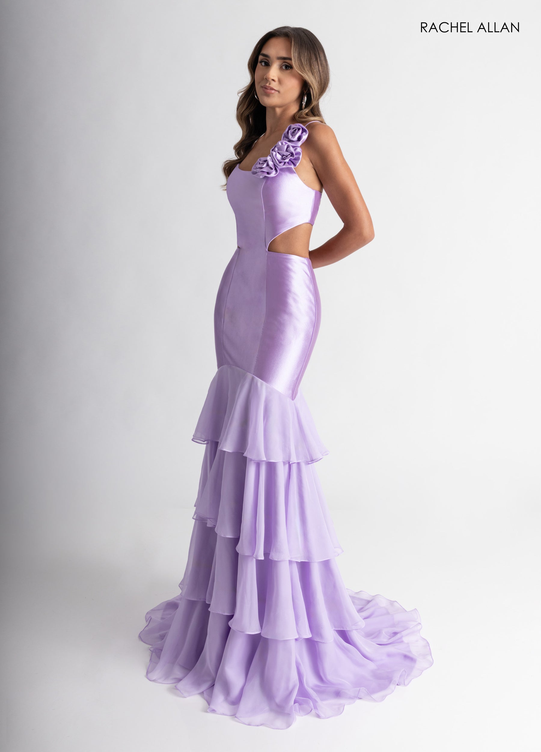 Prom Dresses Long Fitted Prom Ruffle Dress Lilac