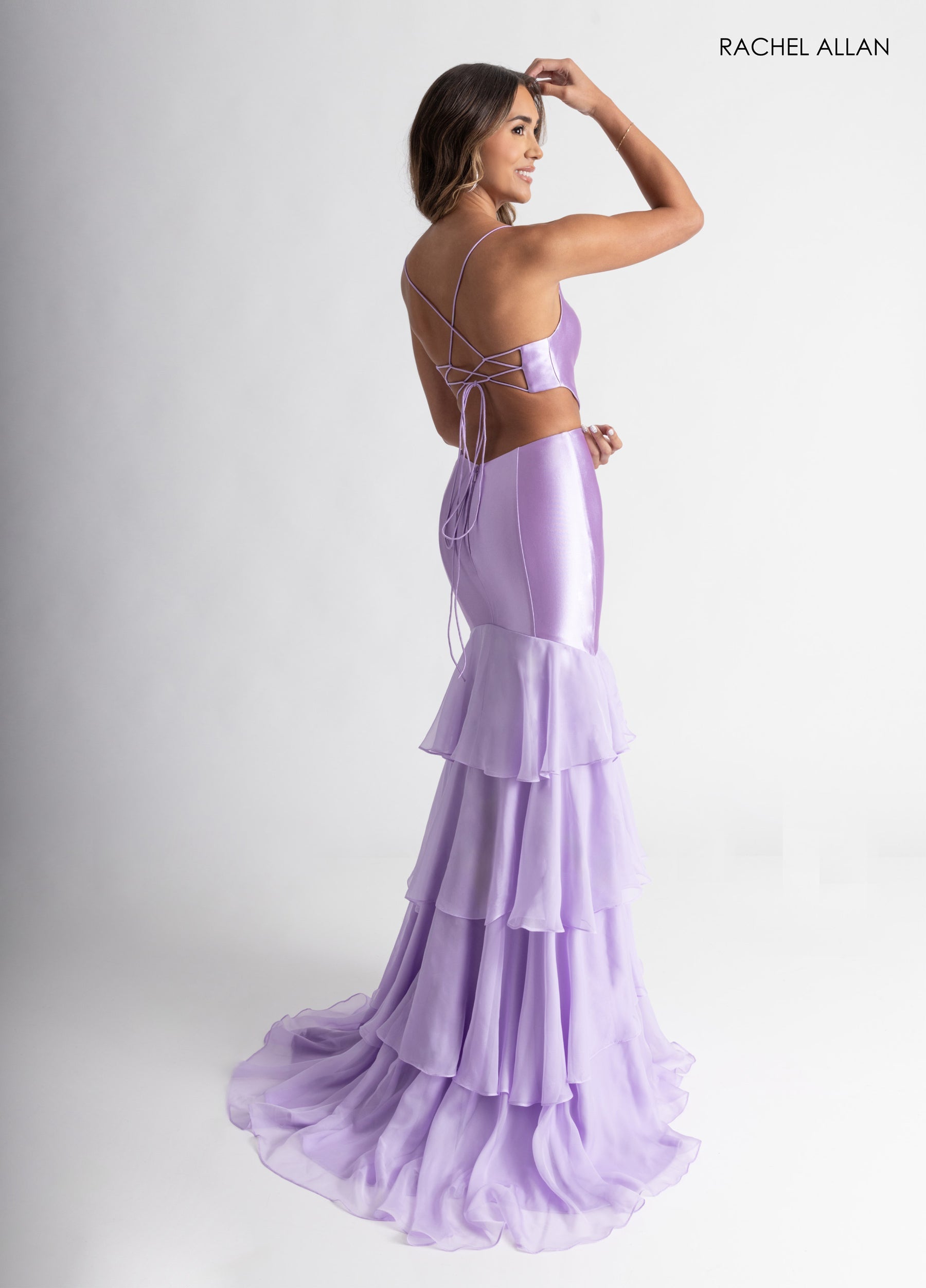 Prom Dresses Long Fitted Prom Ruffle Dress Lilac