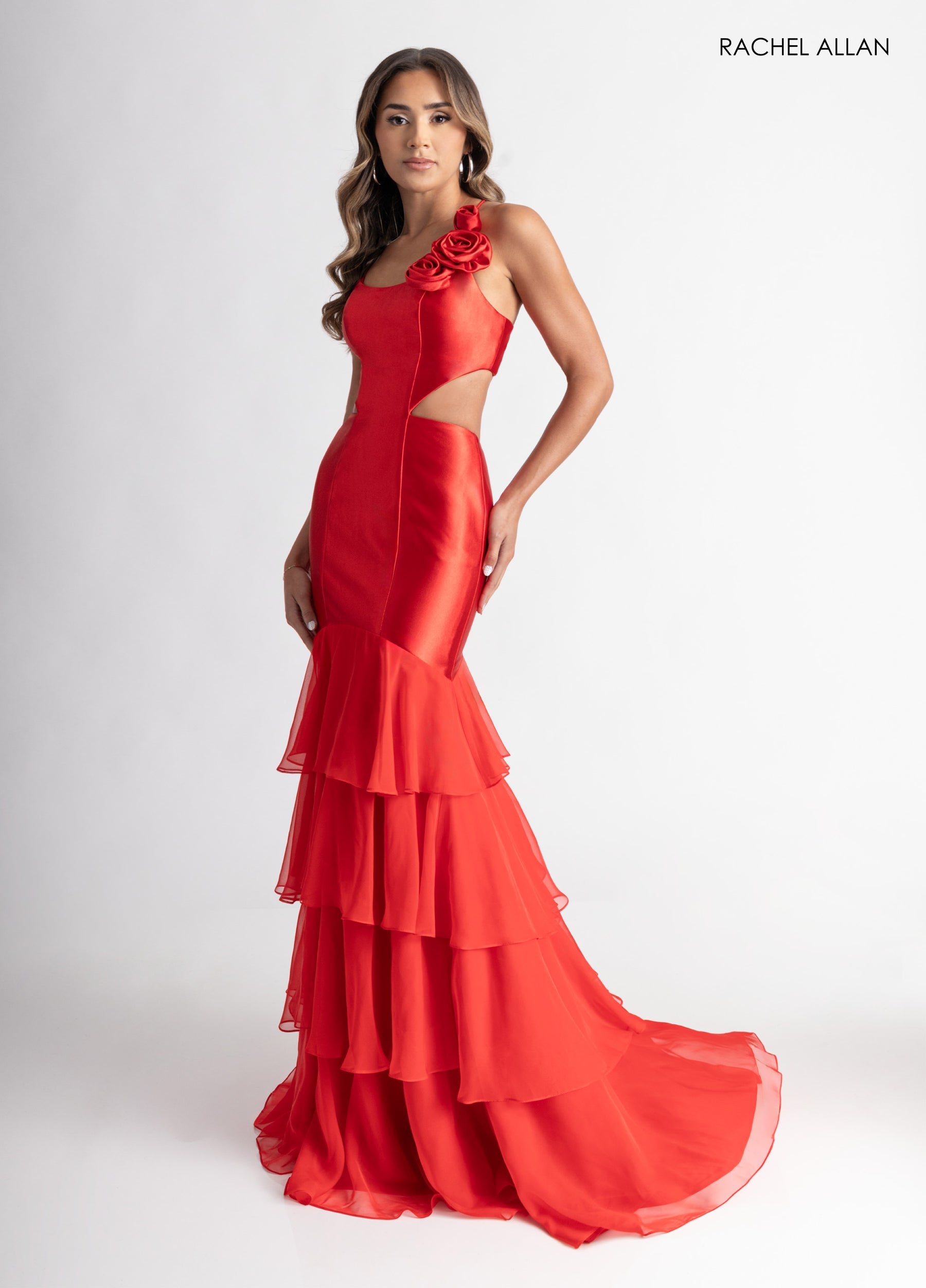 Prom Dresses Long Fitted Prom Ruffle Dress Red