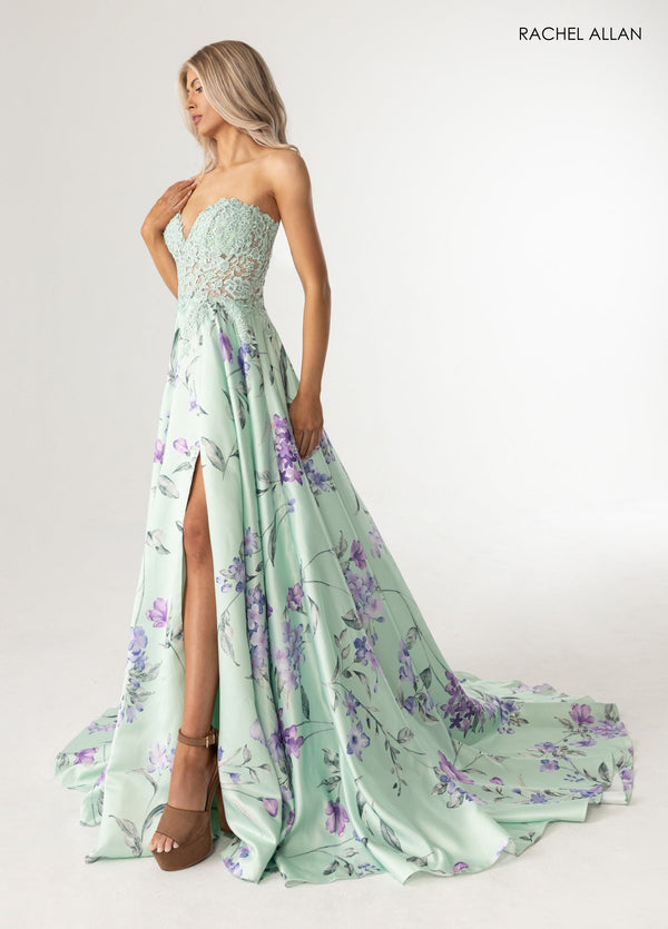 Rachel Allan 71031 Long Formal Floral Print Prom Dress