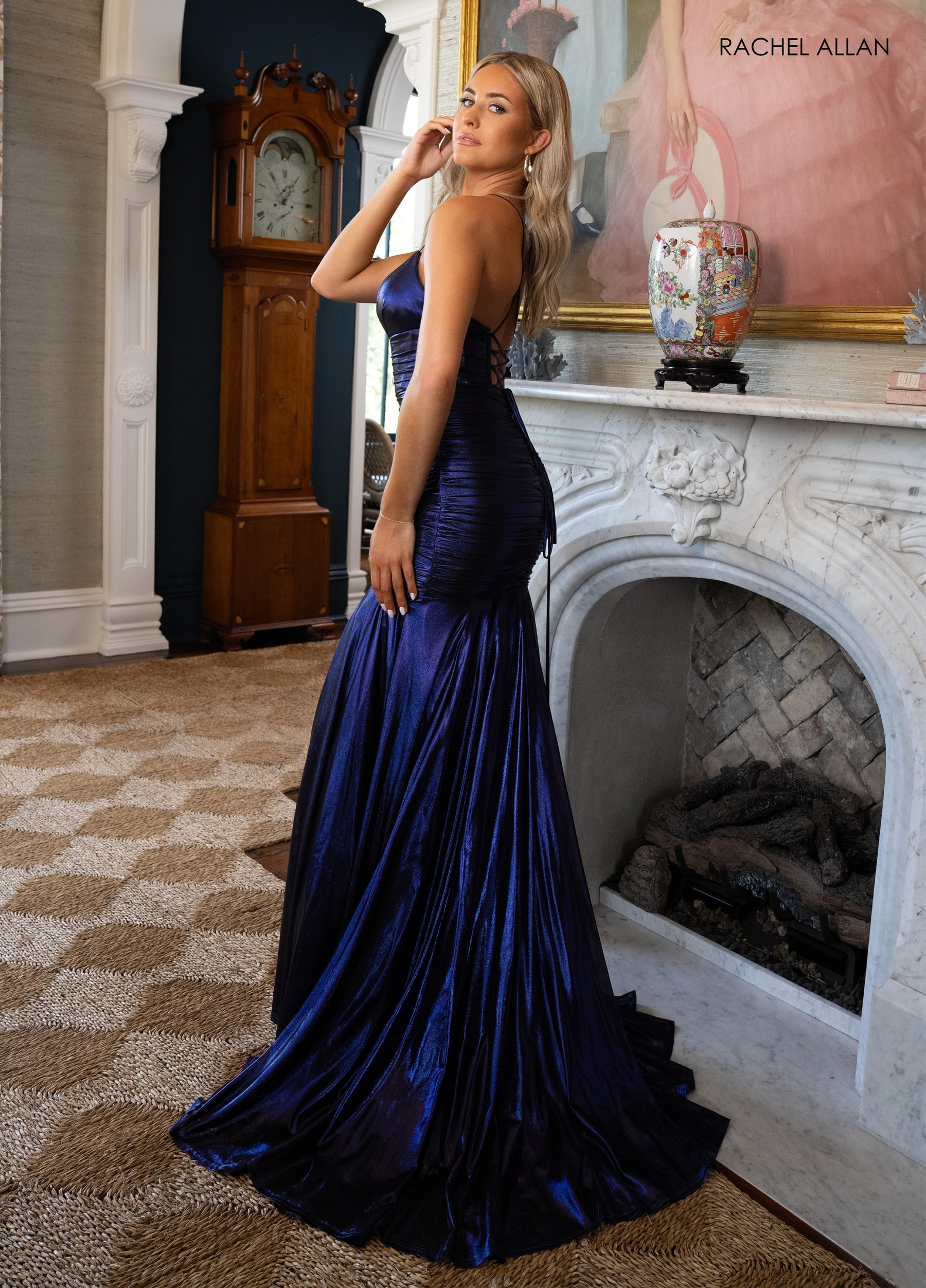 Prom Dresses Mermaid Long Metallic Prom Dress Cobalt