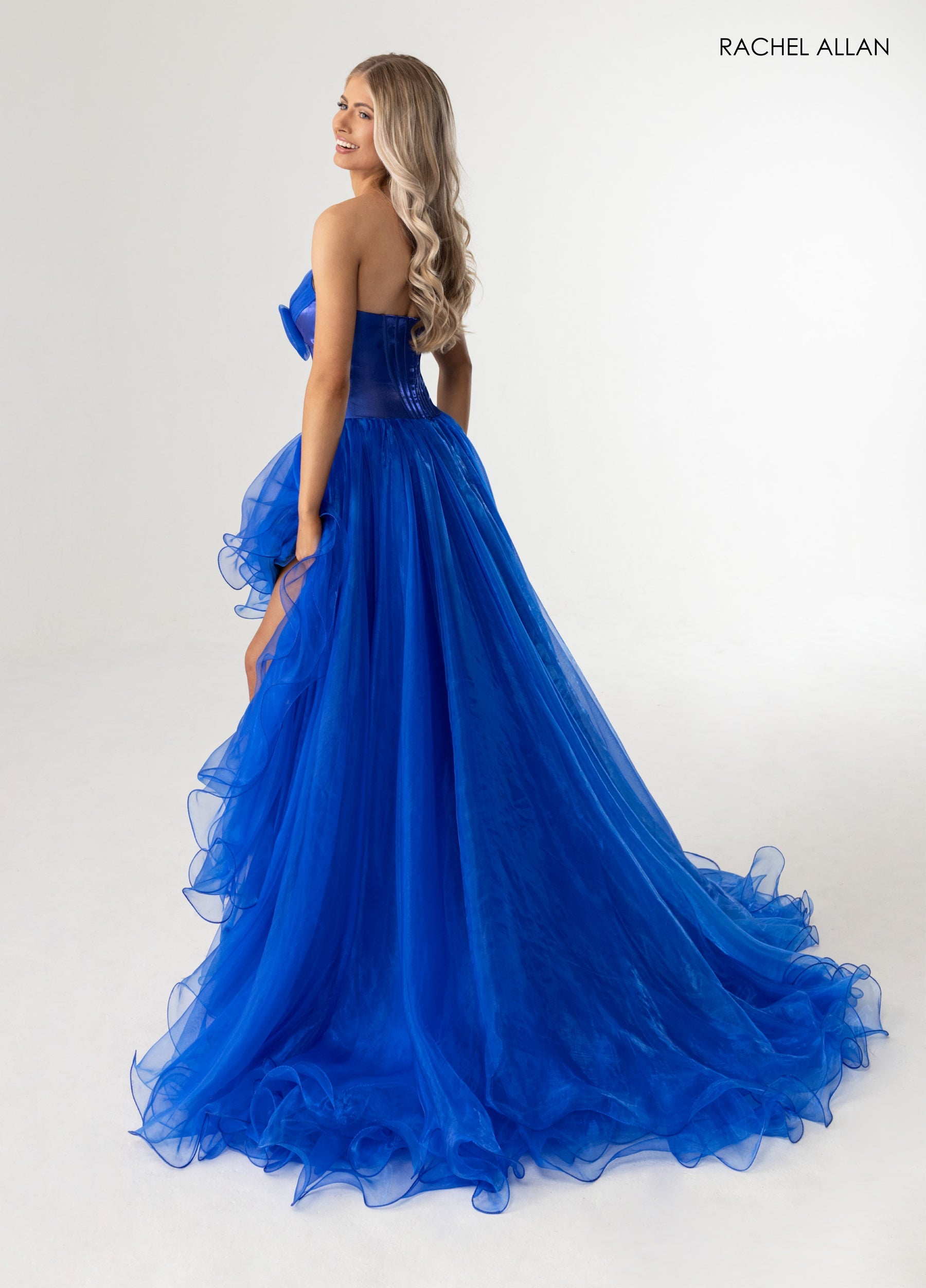 Prom Dresses Corset High Low Ruffle Ball Gown Royal