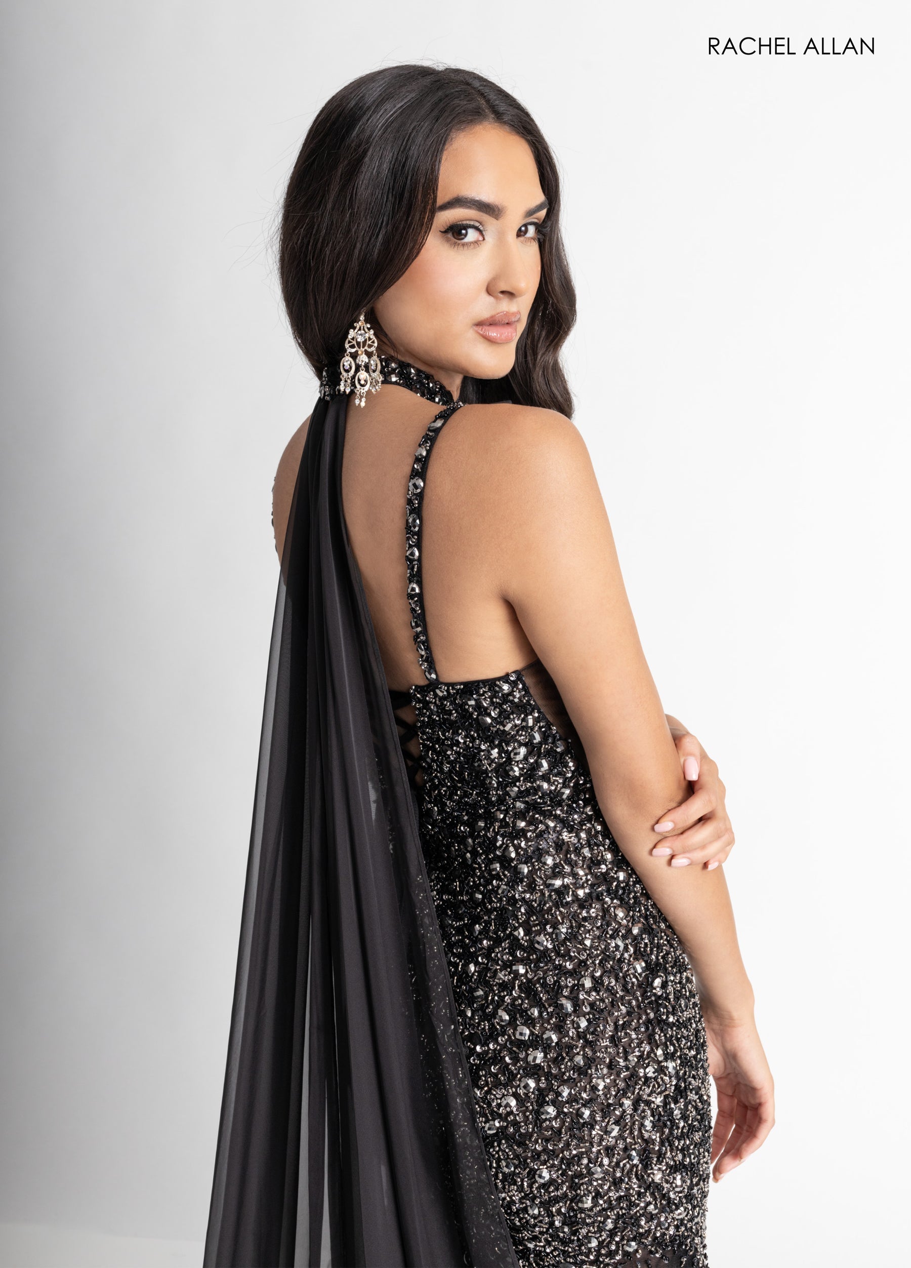 Prom Dresses Long Formal Beaded Slit Prom Dress Black