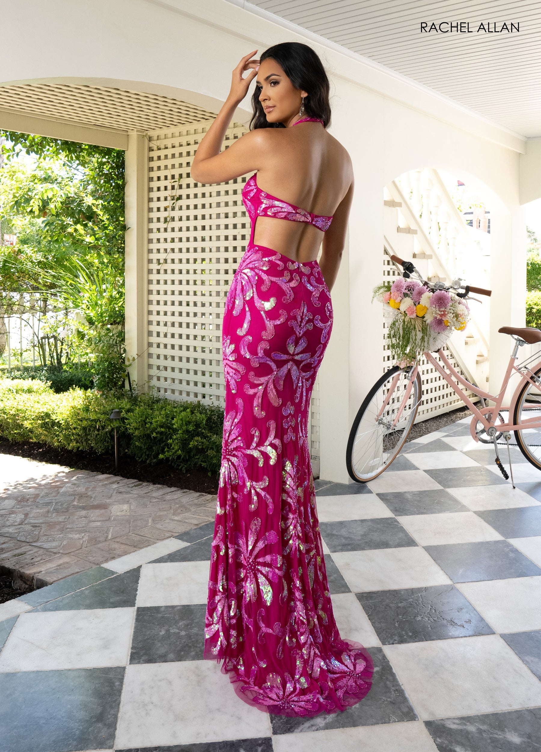 Prom Dresses Sequin Long Fitted Prom Dress Fuchsia Pink