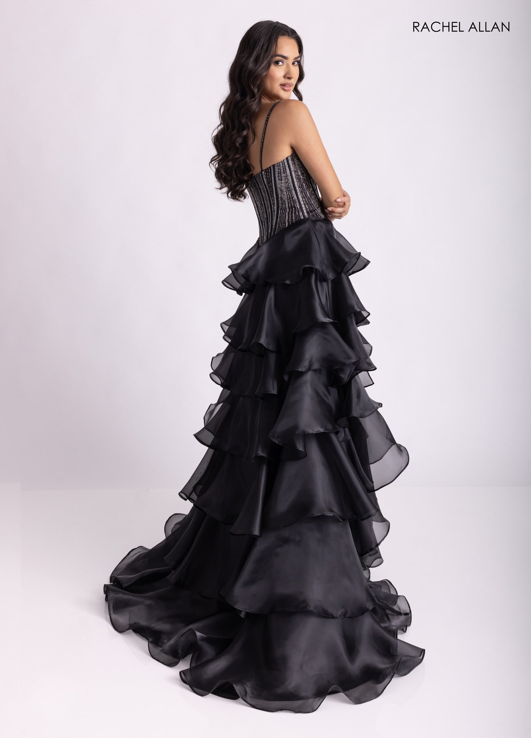 Prom Dresses High Low Corset Prom Ruffle Dress Black