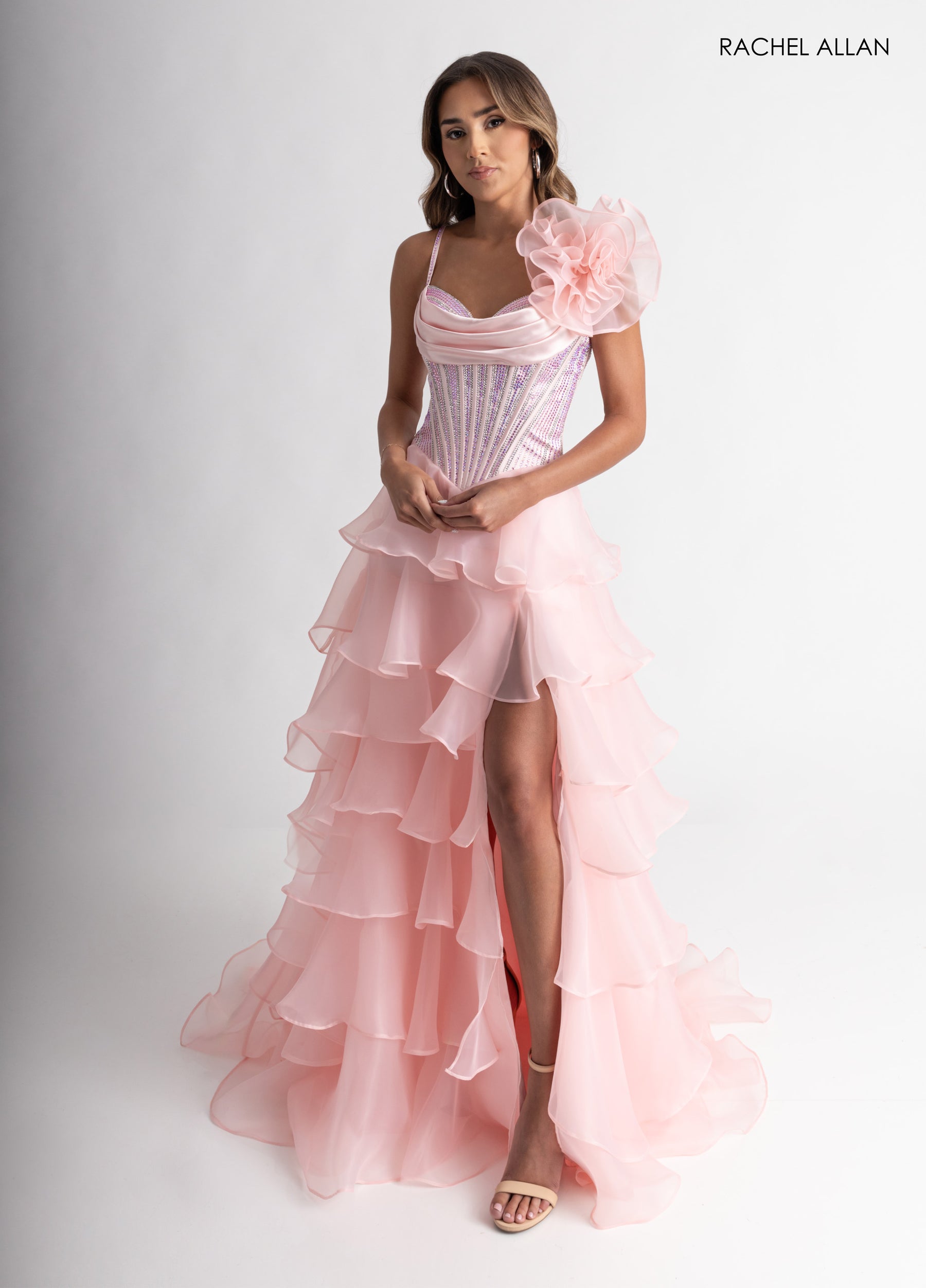 Prom Dresses High Low Corset Prom Ruffle Dress Blush