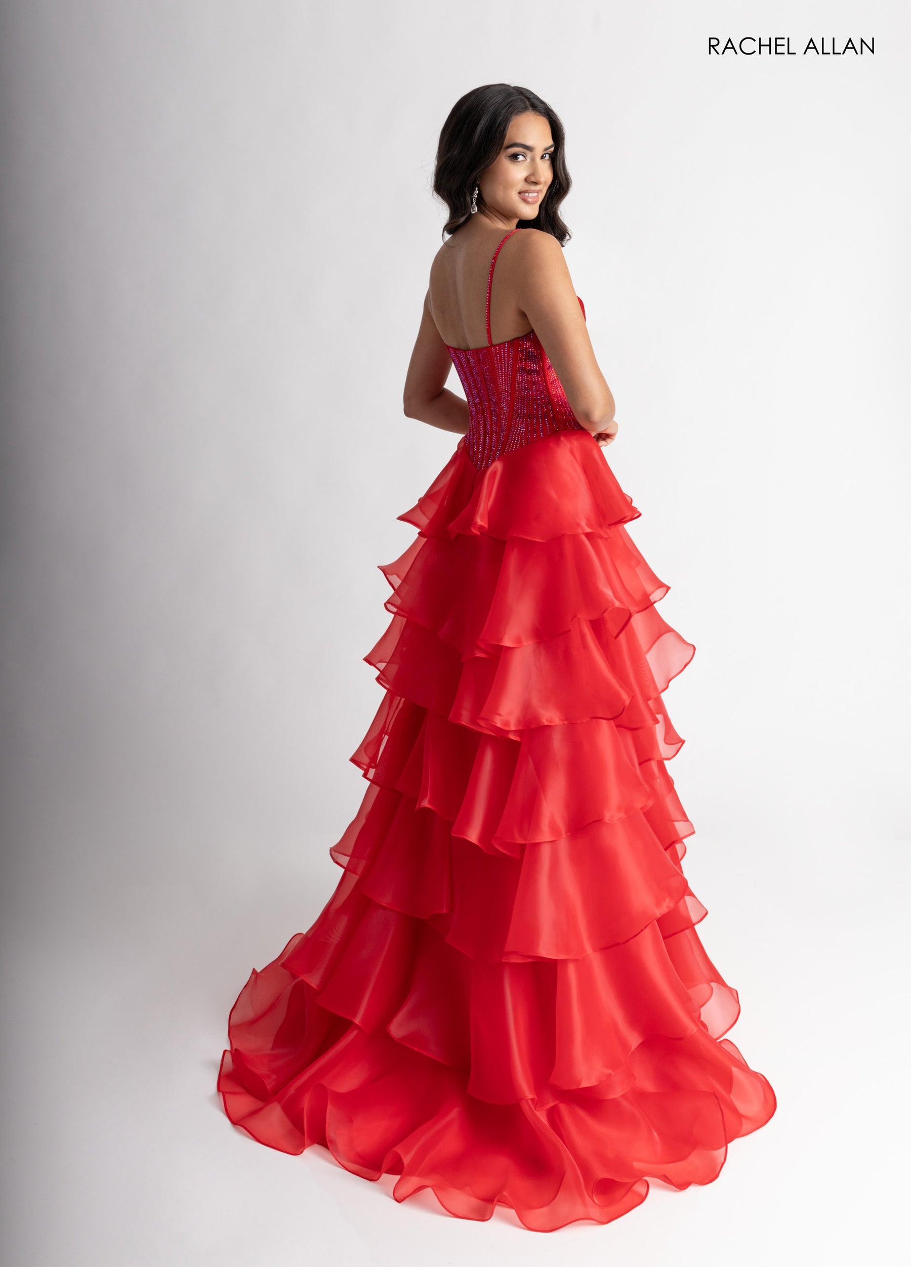 Prom Dresses High Low Corset Prom Ruffle Dress Red