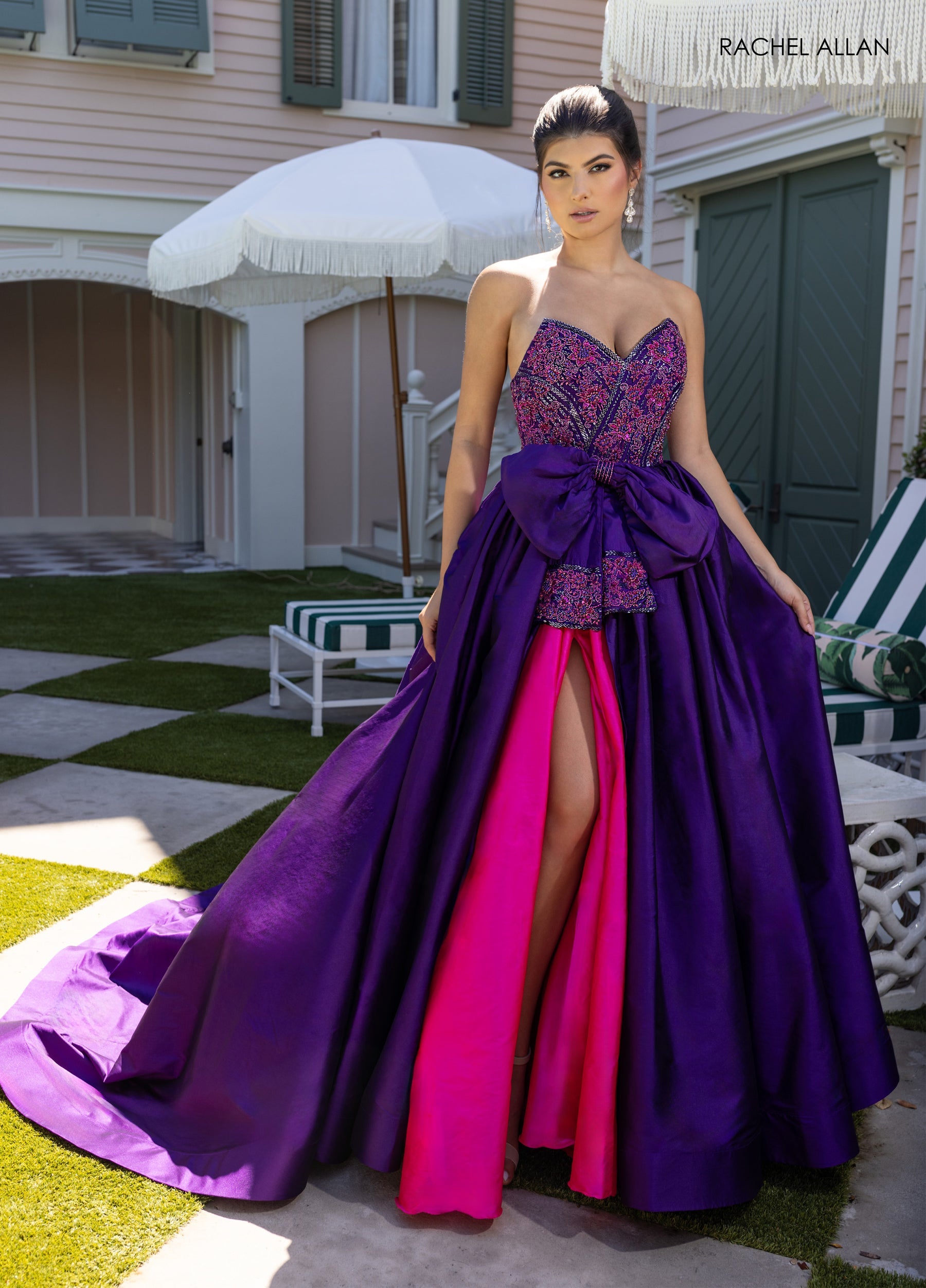 Prom Dresses Long  A Line Prom Beaded Ball Gown Ultraviolet Fuchsia