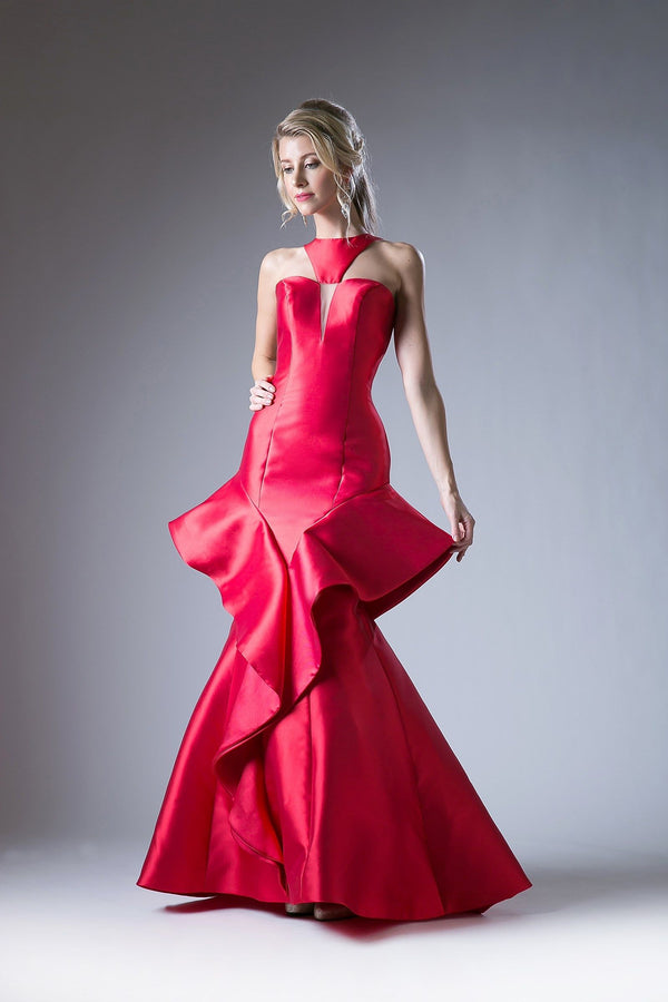 LaDivine 71428 Ruffle Long Formal Fitted Prom Dress