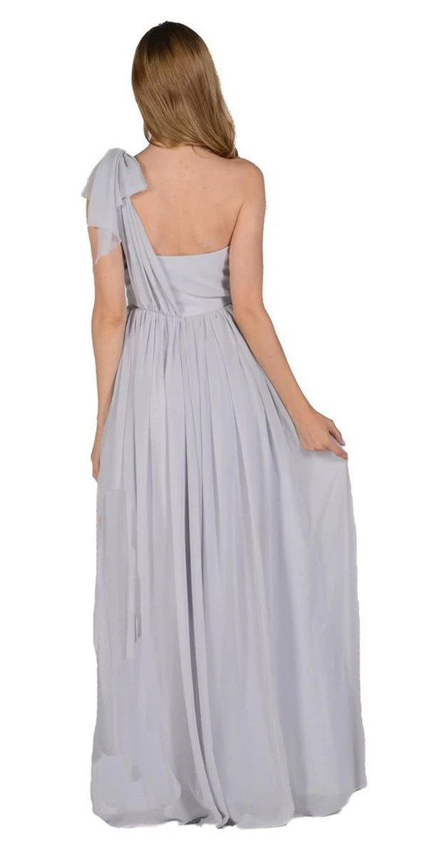 Gray Sweetheart Floor-Length Chiffon Prom Convertible Gown Poly USA 7156