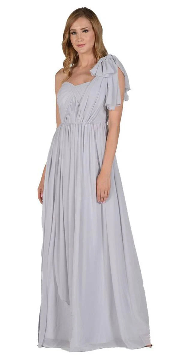 Gray Sweetheart Floor-Length Chiffon Prom Convertible Gown Poly USA 7156