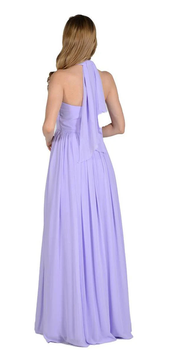 Lilac Sweetheart Floor-Length Chiffon Prom Convertible Gown Poly USA 7156