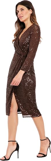 London Times T7184M Surplice Midi Cocktail Dress Wrap Skirt