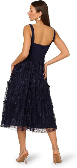 Square Midi Lace Occasion A-Line Adrianna Papell ADAE212024