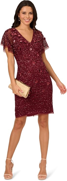 Beaded Mesh Dolman Sheath Dress Adrianna Papell AP1E212236