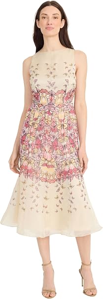 Butterfly Print A-Line Midi Dress Maggy London G6368M