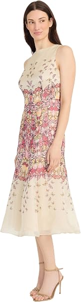 Butterfly Print A-Line Midi Dress Maggy London G6368M