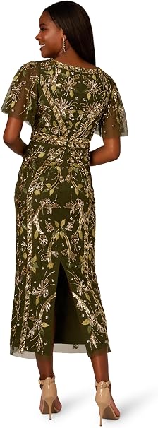 V-Neck Midi Sequin Occasion Fit & Flare Adrianna Papell AP1E211444