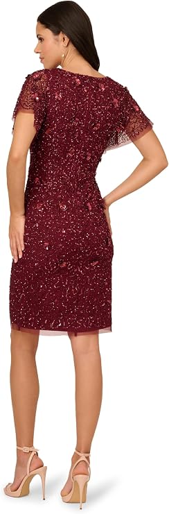 Beaded Mesh Dolman Sheath Dress Adrianna Papell AP1E212236