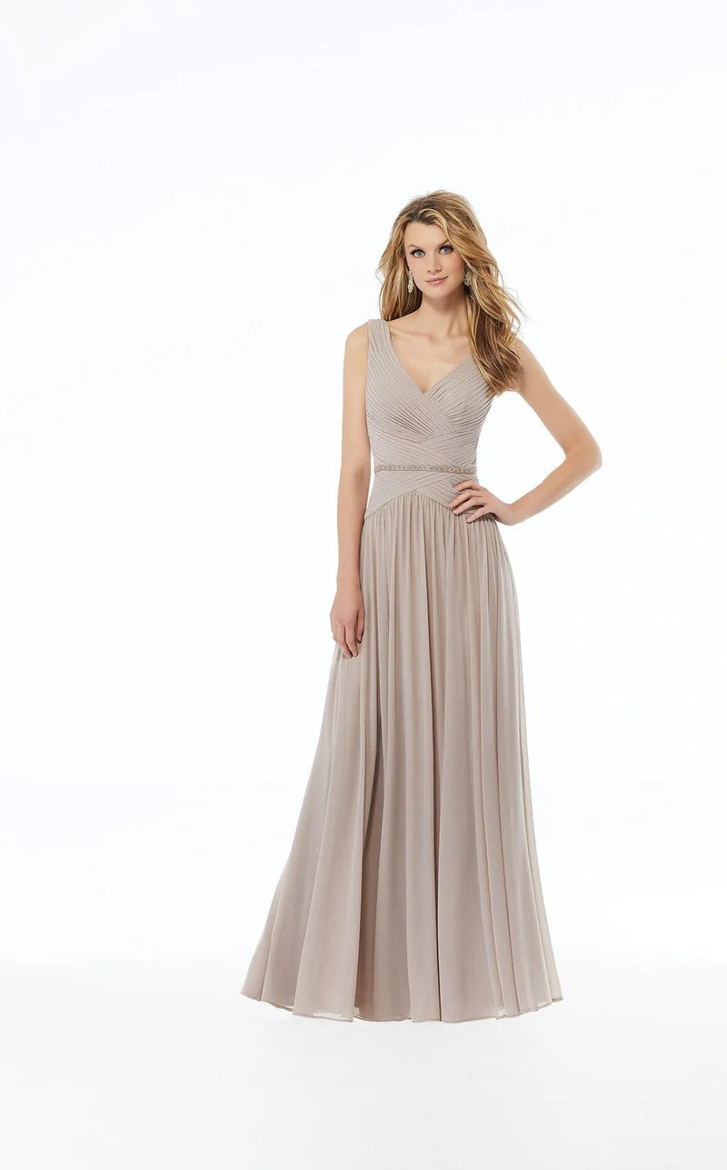 MGNY Madeline Gardner New York 72131 Formal Long A Line Beaded Dress