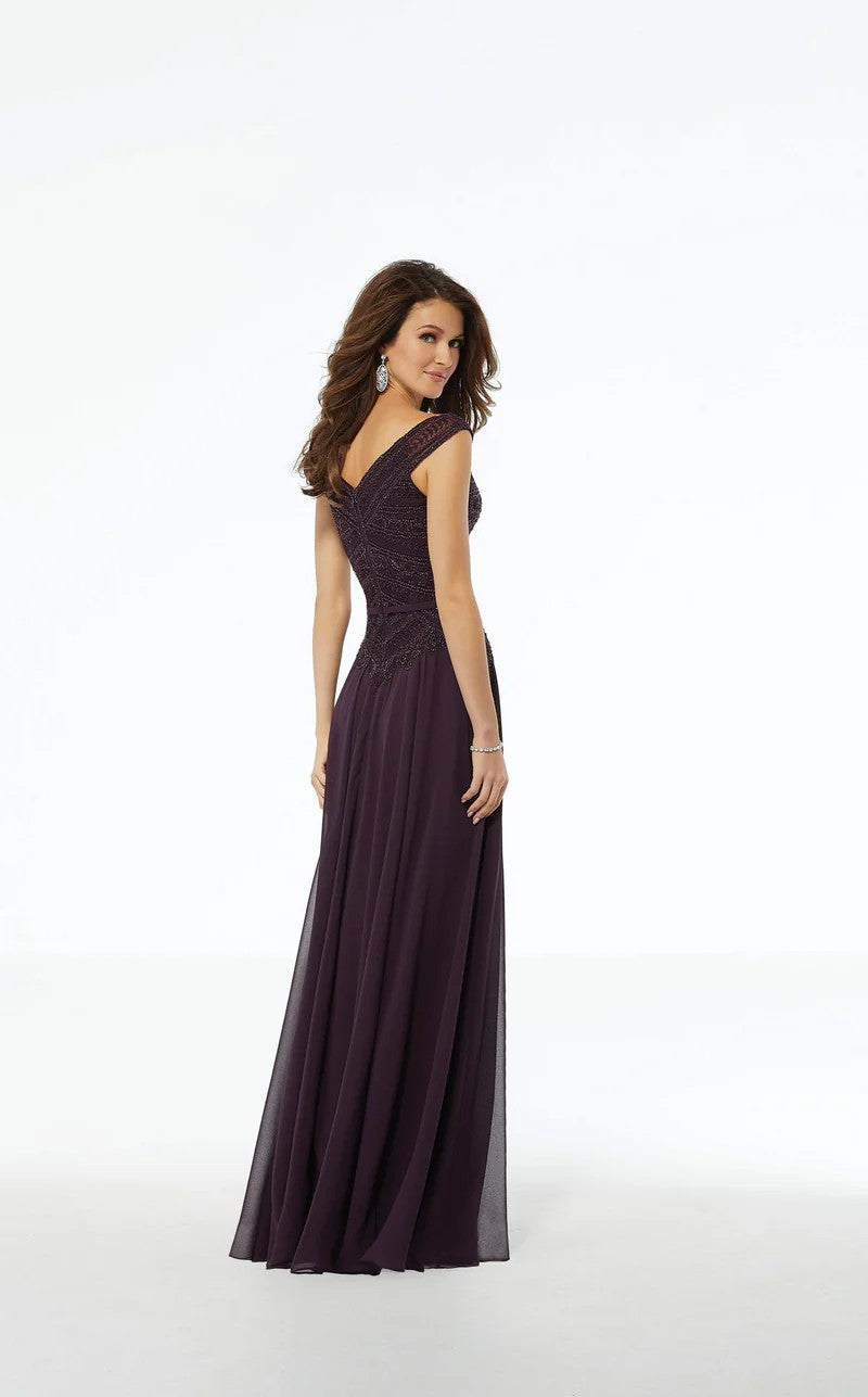 MGNY Madeline Gardner New York 72134 Beaded Long Formal A Line Evening Dress