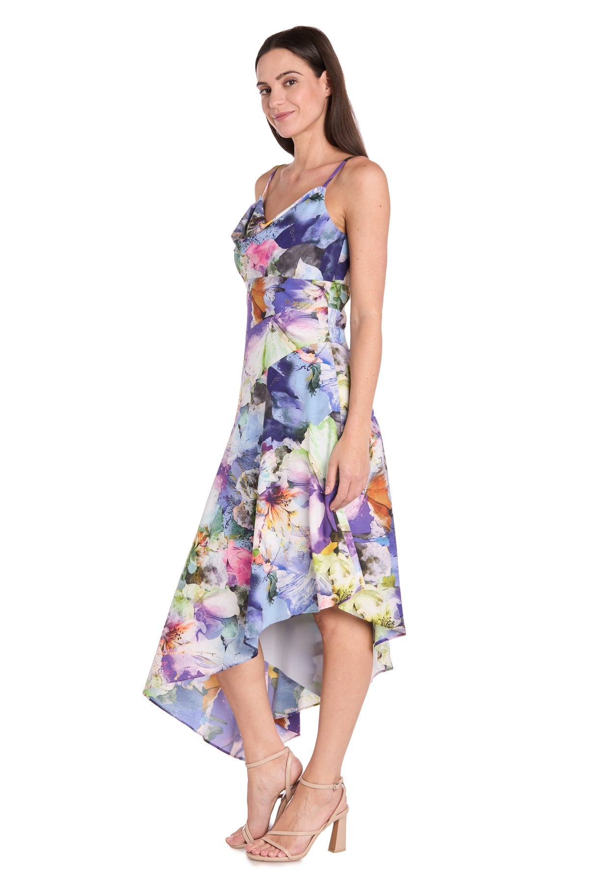 R&M Richards 7220 High Low Cocktail Printed Dress