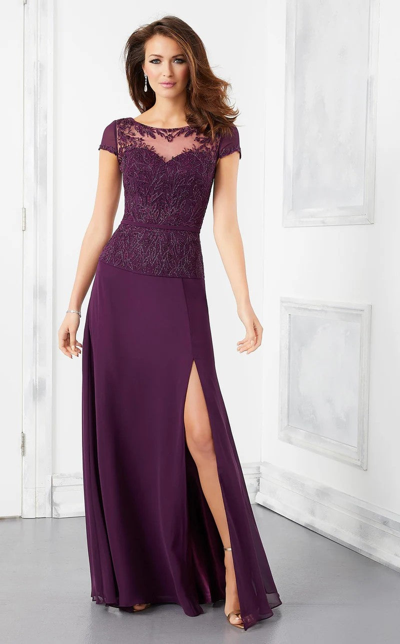 MGNY Madeline Gardner New York 72302 Mother of The Bride Long Formal A Line Dress - Eggplant / 24 MGNY Madeline Gardner New York 72302 Mother of The Bride Long Formal A Line Dress - Eggplant / 24