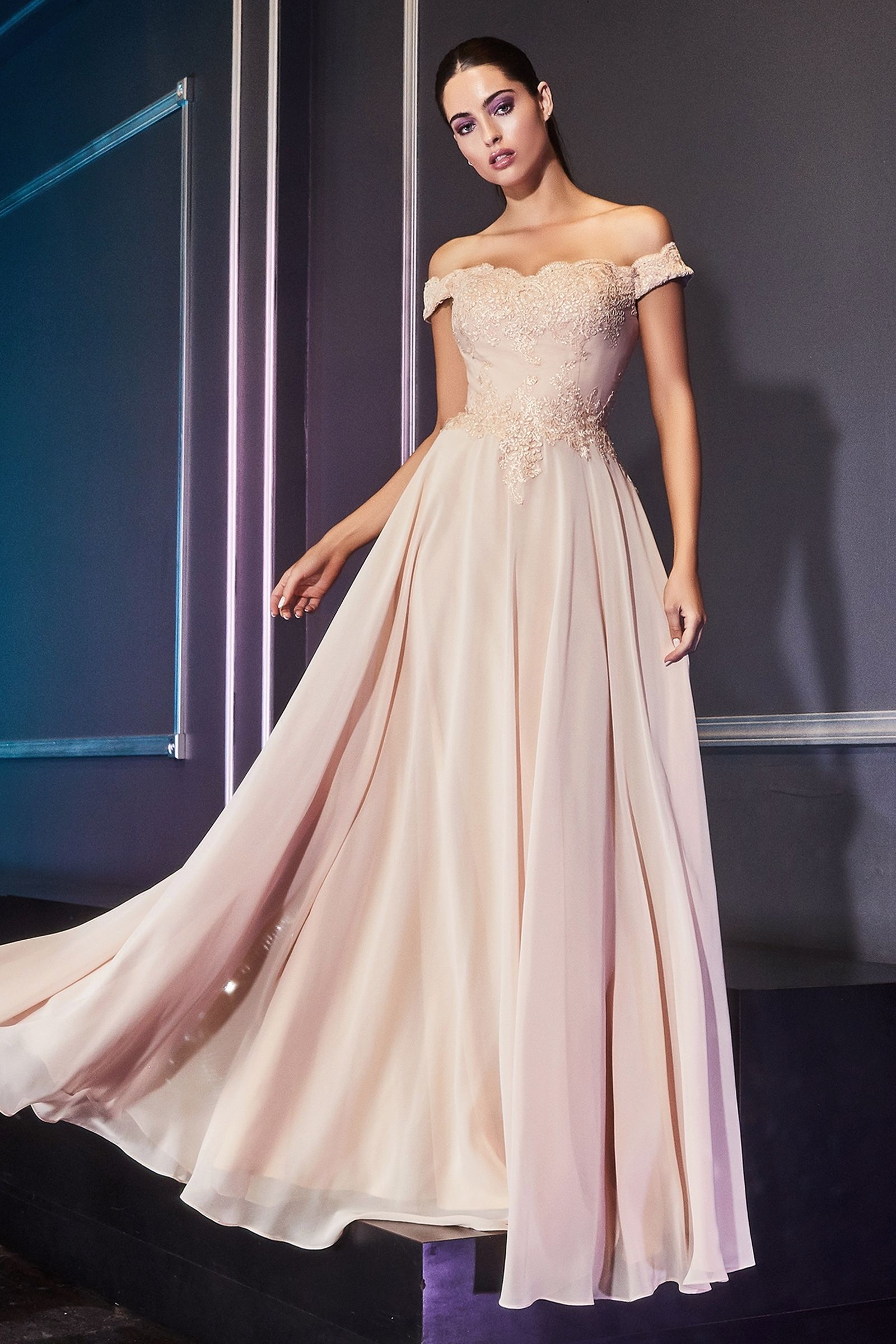 Prom Dresses Lace Long Formal A Line Prom Dress Champagne