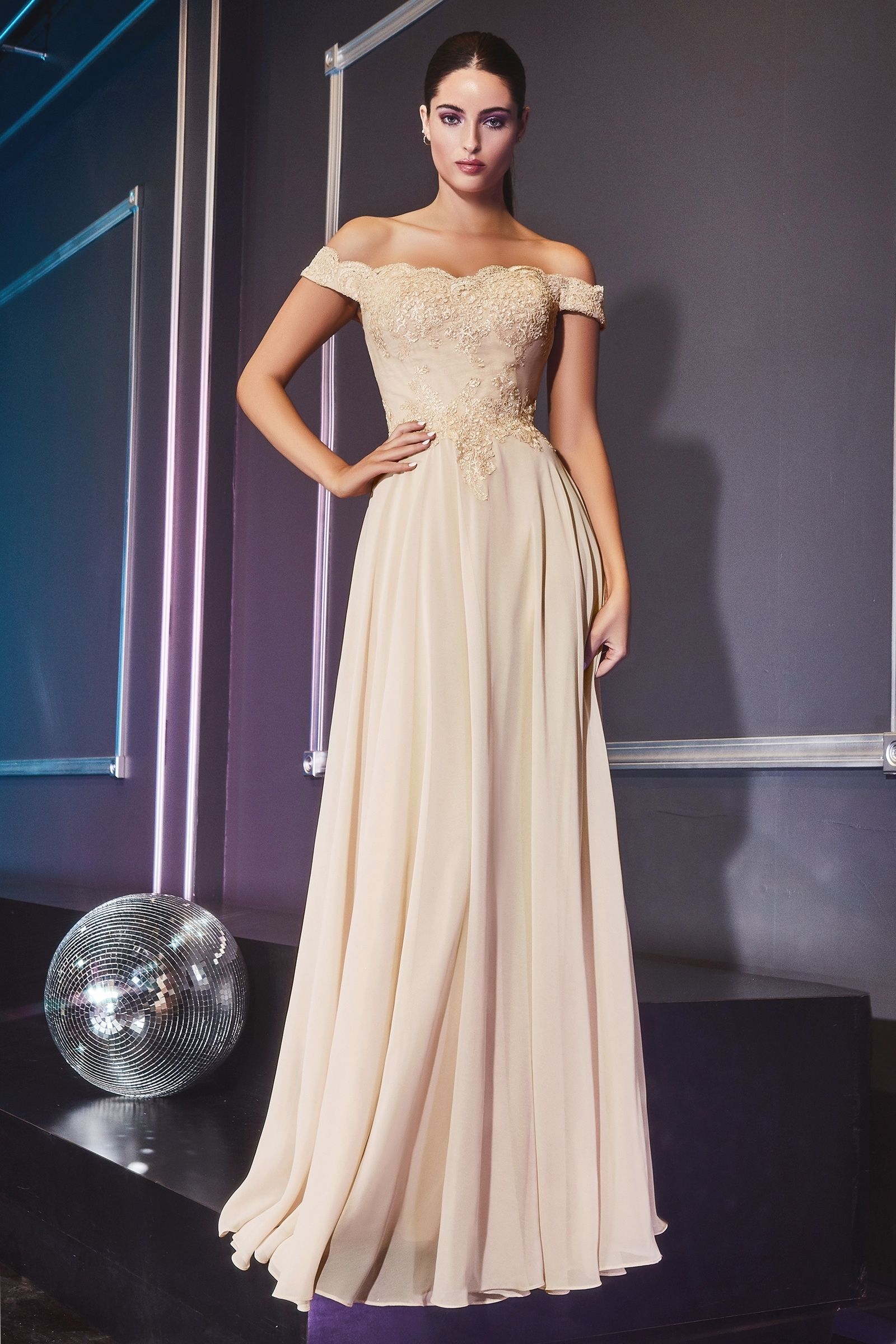 Prom Dresses Lace Long Formal A Line Prom Dress Champagne