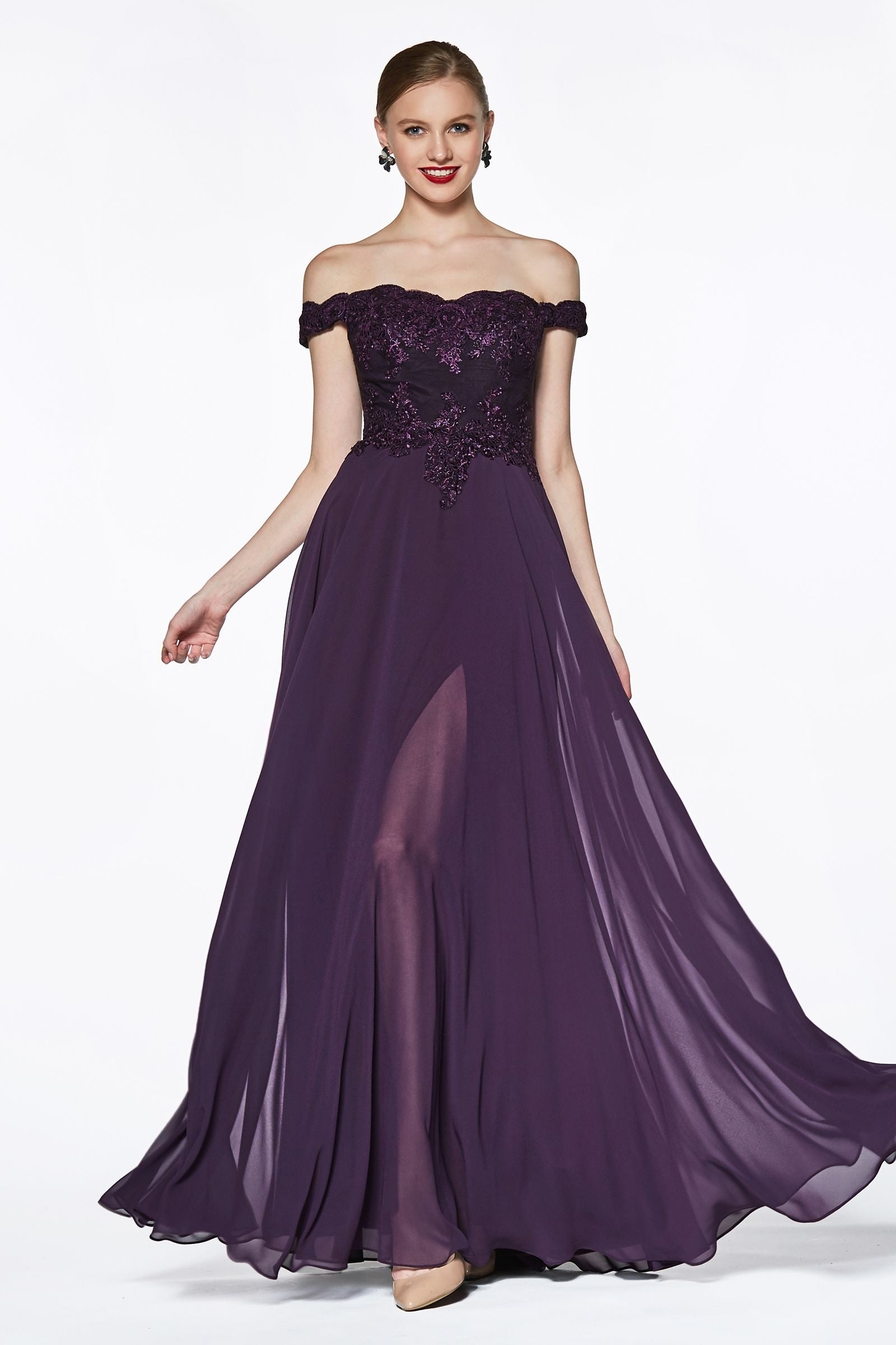 Prom Dresses Lace Long Formal A Line Prom Dress Eggplant