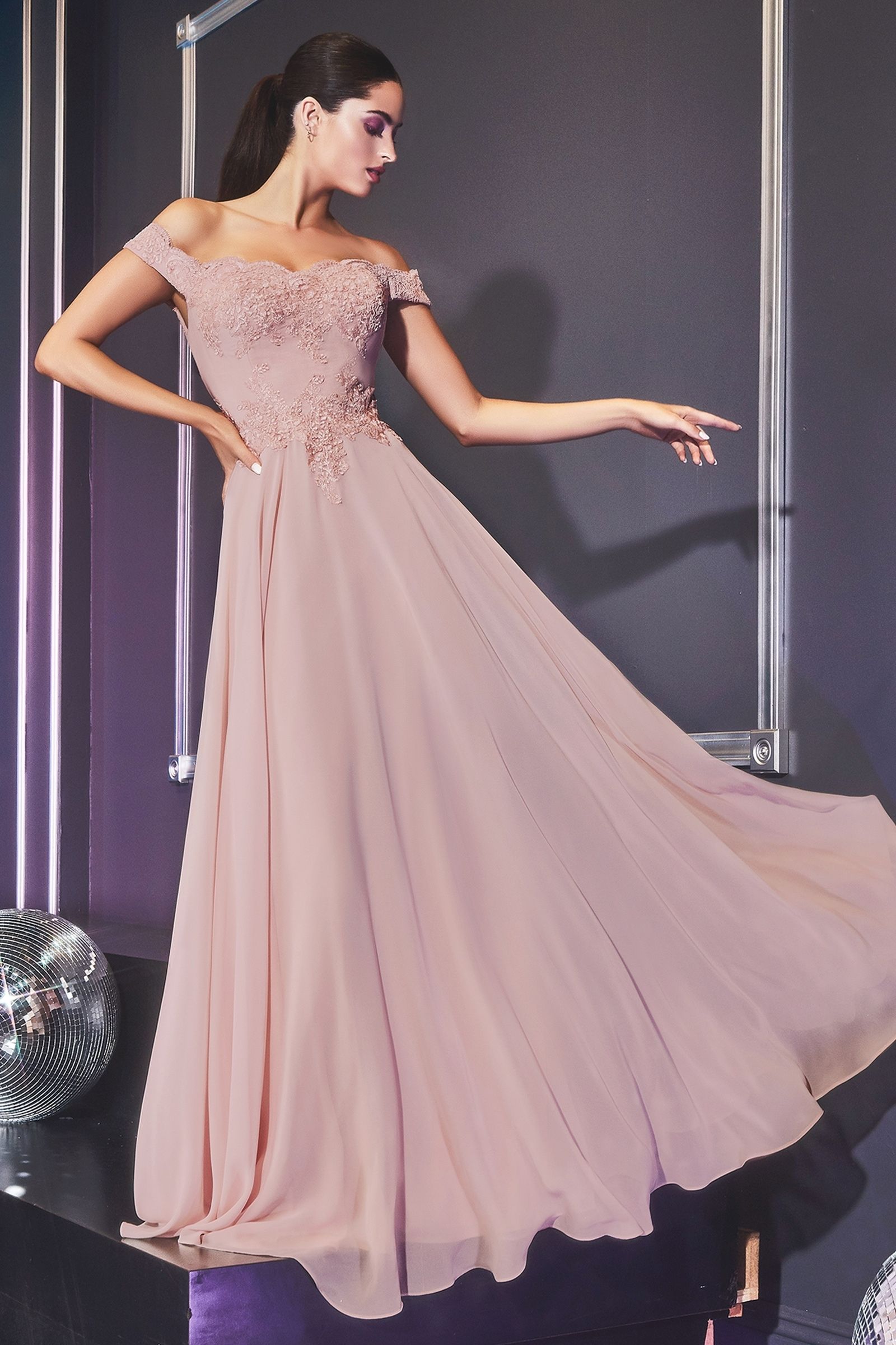 Prom Dresses Lace Long Formal A Line Prom Dress Mauve