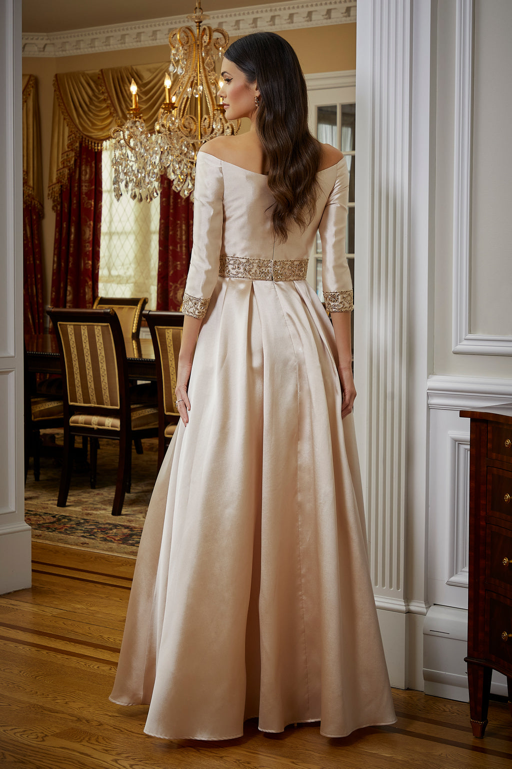 MGNY Madeline Gardner New York 72813 Long Formal Beaded Evening Dress
