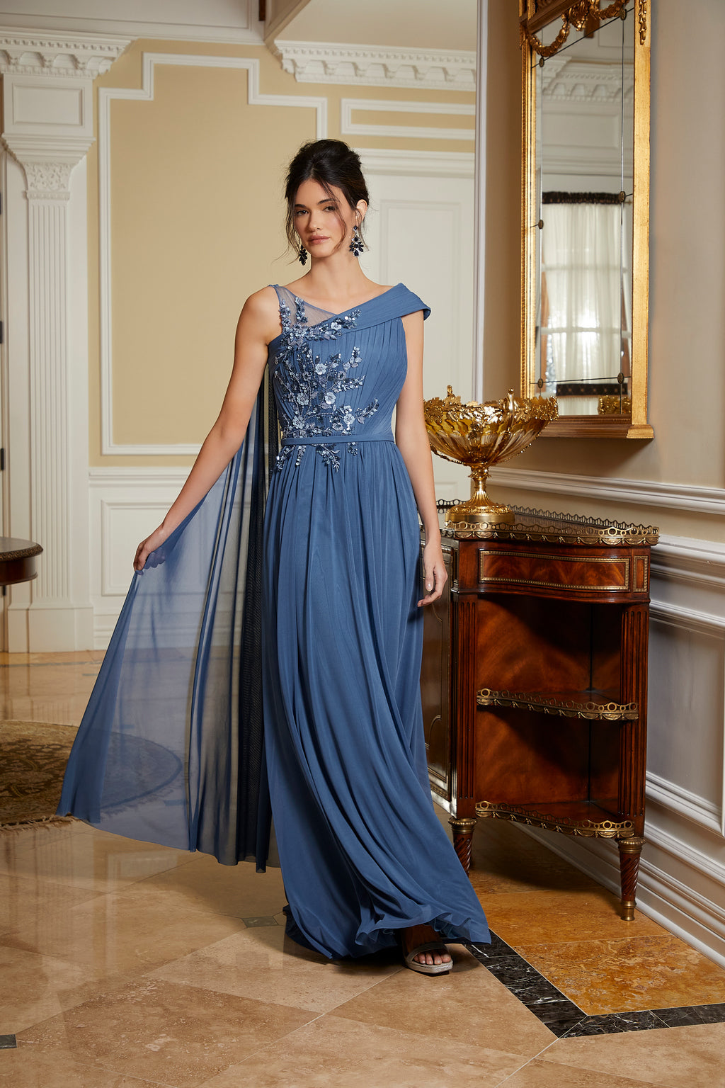 MGNY Madeline Gardner New York 72817 Formal Evening Cape Long Gown