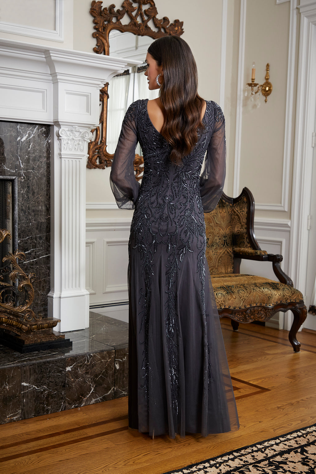 MGNY Madeline Gardner New York 72820 Long Sleeve Formal Evening Dress
