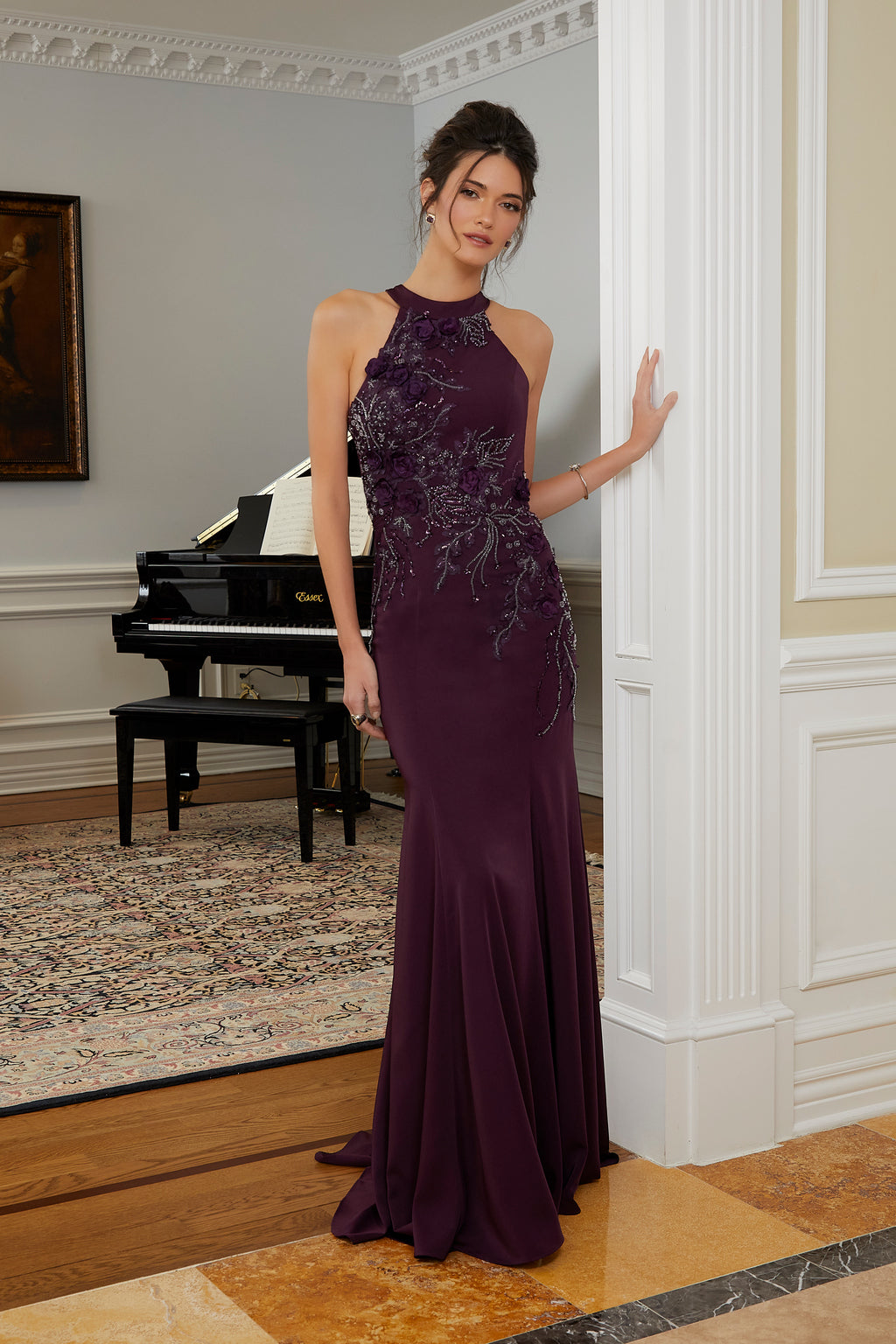 MGNY Madeline Gardner New York 72828 Long Formal 3D Floral Evening Gown