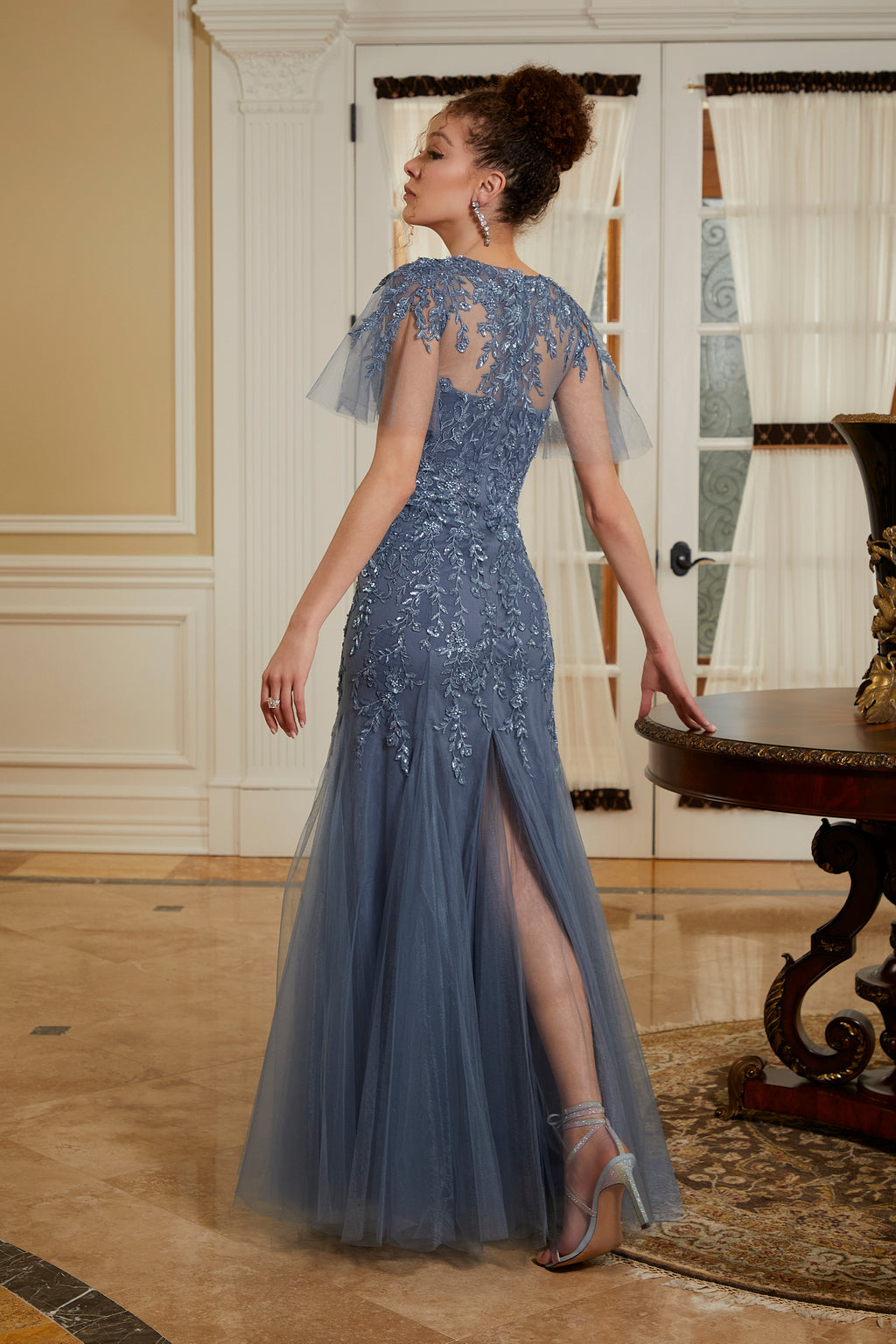 MGNY Madeline Gardner New York 72831 Evening Gown Beaded Formal Long Dress