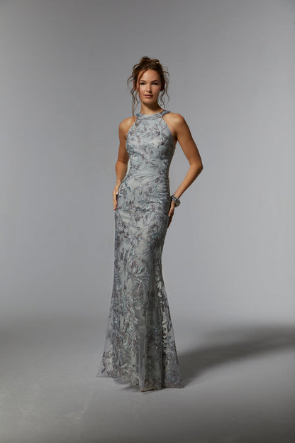 Formal Dresses Long Formal Beaded Evening Gown Silver