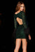Cocktail Dresses Feather Sleeve Cocktail Cut Out Short Party Dress Black/Nebula Green