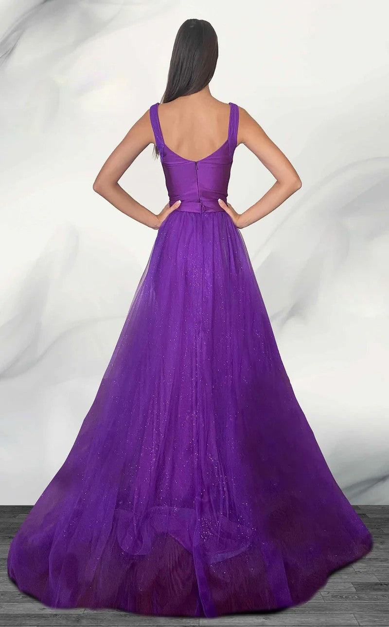 Jessica Angel 734B Fitted Long Formal Glitter Overskirt Prom Dress